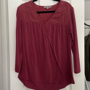 Maroon/Wine knit top danielrainn - 3/4 sleeves - medium